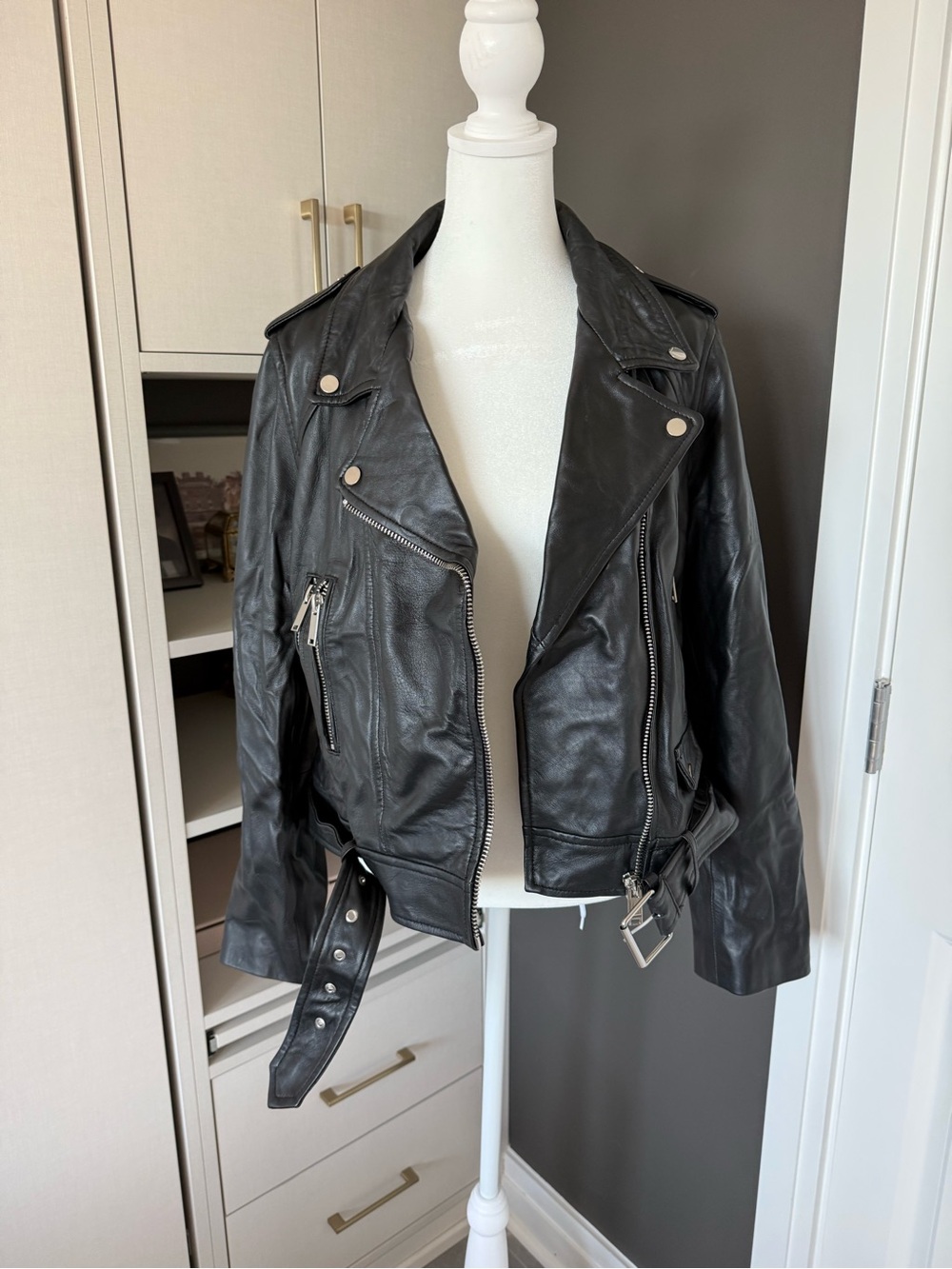 Zara Black Moto Faux Leather Biker Jacket - Picture 9 of 11